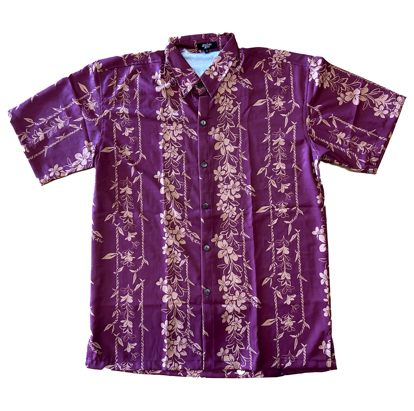 Men’s Aloha Button-Up Shirt (Maroon)